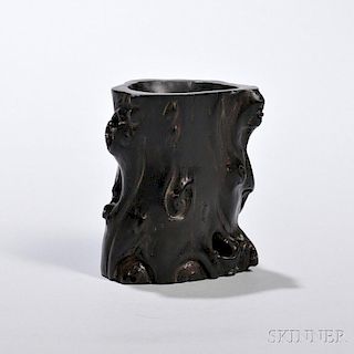 Small Wood Brush Pot 木雕小笔筒,高3.125英寸,中国