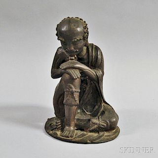 Cast Bronze Figure of an Ascetic Buddha 铜制苦行僧坐像，8.75英寸，中国