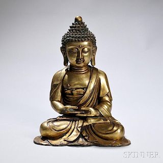 Polished Bronze Buddha 抛光青铜佛像，高12.875英寸，中国西藏