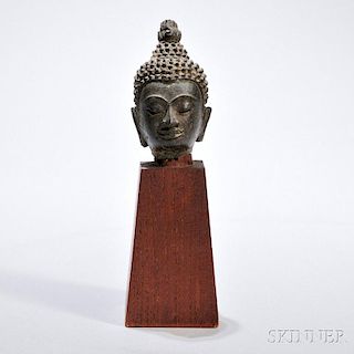 Bronze Buddha Head 青铜菩萨头像,高3.25英寸,泰国
