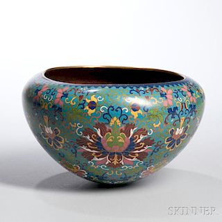 Cloisonné Enameled Jar 缠枝花纹景泰蓝珐琅罐，高6英寸，中国