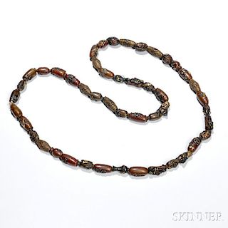 Necklace with Forty-seven Mixed-metal Ojime   Beads 混合金属项链，长18英寸，日本明治