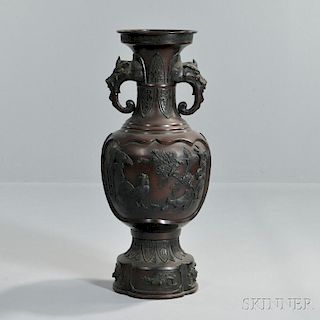 Large Bronze Vase 青铜大花瓶,高31.75英寸,19/20世纪,日本