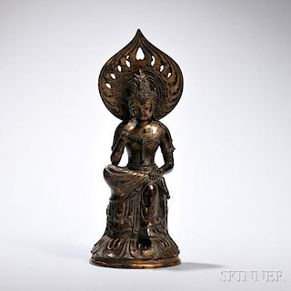 Parcel Gilt-bronze Bodhisattva 镀金青铜菩萨,高13.125英寸,日本