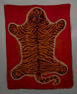 Woven Wool Tiger Blanket 虎纹毛毯，长59.5英寸,宽46英寸,1960-1970年,中国