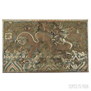 Embroidered Altar Hanging 蜀锦绣花祭坛挂画，高34英寸，长55英寸,17/18世纪,中国