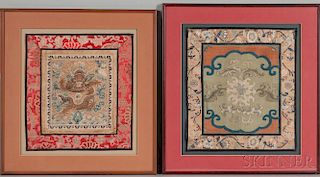 Fragmental Imperial Rank Badge and a Kesi Embroidery 缂丝补子两块，长14.25英寸，宽13英寸，19/20世纪,中国