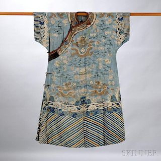 Semiformal Kesi Dragon Robe 半正式缂丝短袖龙袍,长54英寸,19世纪,中国