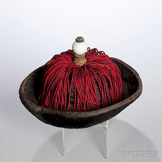 Fur-brimmed Winter Hat 毛皮宽边冬帽，高5.5英寸,直径11.5英寸,19世纪,中国