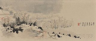 Landscape Painting 林雪图，高12.5英寸，宽29.5英寸,20世纪,中国,江兆申