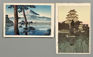 Three Shin Hanga 3幅木版画(吉田浩，土屋，隆，各一幅），20世纪，日本