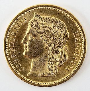 1883 Swiss Gold 20 Franc