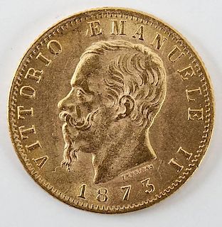 1873M Italian Gold 20 Lire