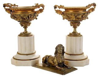 Pair Empire Gilt Bronze and Marble