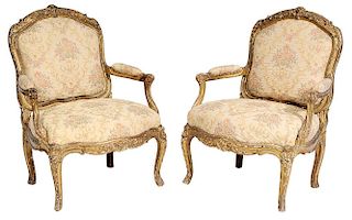 Pair Louis XV Carved and Gilt Wood