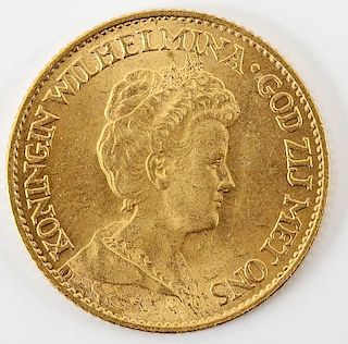 1917 Netherlands Gold 10 Gulden