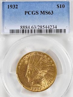 1932 $10 Indian Head Gold Piece PCGS MS63