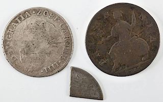1746 British Half Penny & 1807 Peru 2 Reales