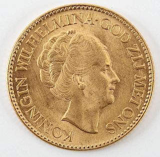 1932 Netherlands Gold 10 Gulden