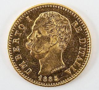 1885R Italian Gold 20 Lire