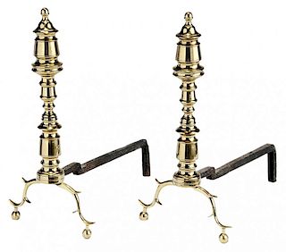 Pair Federal Period Brass and Iron