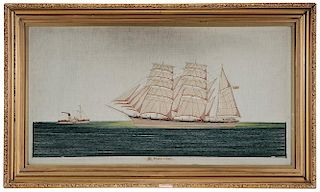 Wool Needlework of Ships at Sea
