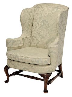 Queen Anne Style Mahogany Upholstered