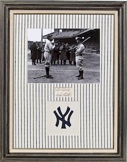 Framed Lou Gehrig and Babe Ruth Cut Signatures
