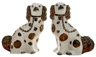 Large Pair Luster Staffordshire Dogs