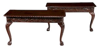 Pair Chippendale Style Carved Mahogany