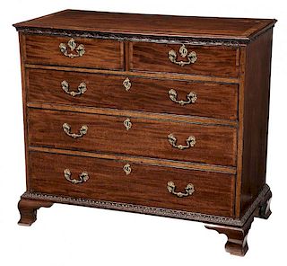 Chippendale Inlaid Figured Mahogany