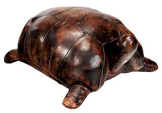 Leather Tortoise Form Ottoman