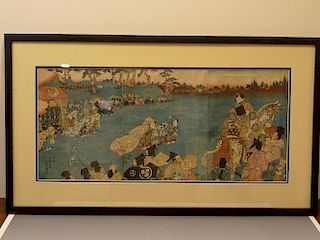 UTAGAWA KUNISADA (1786 - 1865).  JAPANESE UKIYO-E WOODBLOCK TRIPTYCH