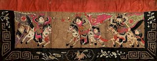 CHINESE  OLD SILK EMBROIDERY PANEL