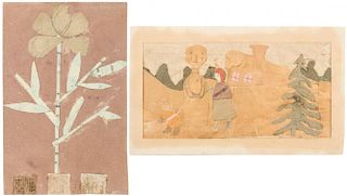 A PAIR OF CHILDRENS COLLAGES FROM THE FUTURIST EXHIBITION MISHEN [THE TARGET] ORGANIZED BY LARIONOV, 1912