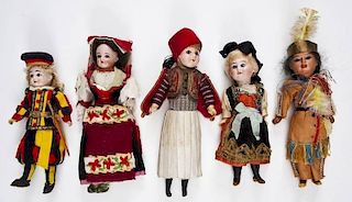 Group of 5 Vintage International Dolls