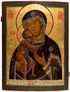 A LARGE RUSSIAN ICON OF THE FEODOROVSKAYA MOTHER OF GOD, 19TH CENTURY