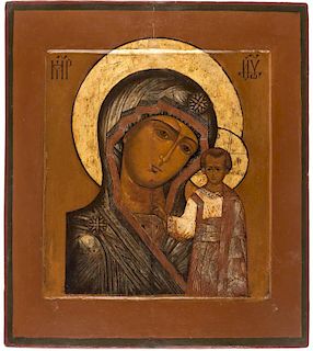 A RUSSIAN ICON OF THE KAZANSKAYA MOTHER OF GOD, 19TH CENTURY