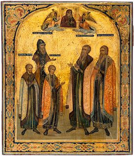 A RUSSIAN ICON OF FIVE SELECT SAINTS AND MARTYRS, 19TH CENTURY