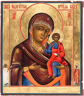 A RUSSIAN ICON OF THE MOTHER OF GOD HODEGETRIA, 19TH CENTURY