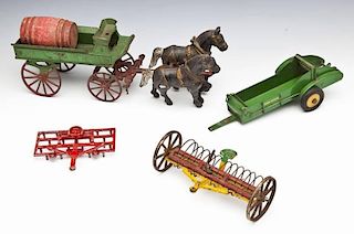 4 Cast Iron and Sheet Metal Farm Toys
