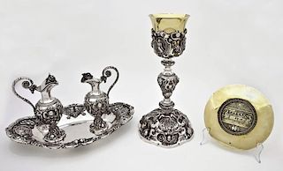 19th C Cased French Silver Communion Set