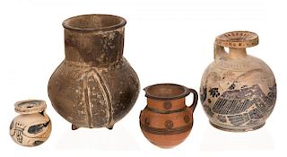 A GROUP OF FOUR ANCIENT TERRACOTTA OBJECTS