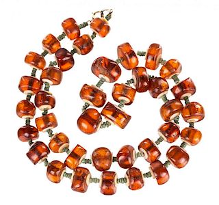 AN ANCIENT AMBER NECKLACE, ANCIENT EGYPT, CIRCA 600 AD