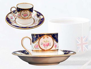 19th C. English Staffordshire Cup & Saucer, With Underglaze Mark
