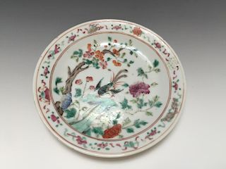 CHINESE ANTIQUE FAMILLE-ROSE PLATE, TONGZHI MARKED PERIOD.