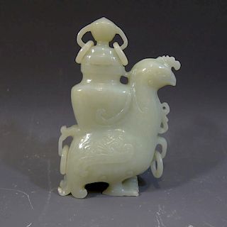 CHINESE ANTIQUE HETIAN JADE CARVED FIGURE