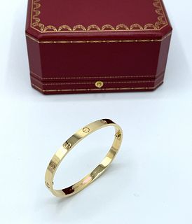 Cartier 18k Yellow Gold Love Bracelet Size 19