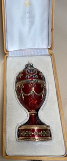 Russian Huge Jeweled Gold Guilloche Egg with Diamonds