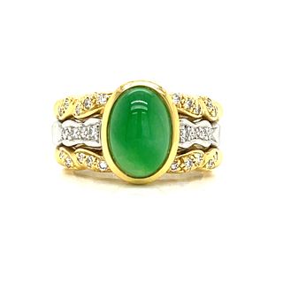 18k Platinum Jade Diamond Ring